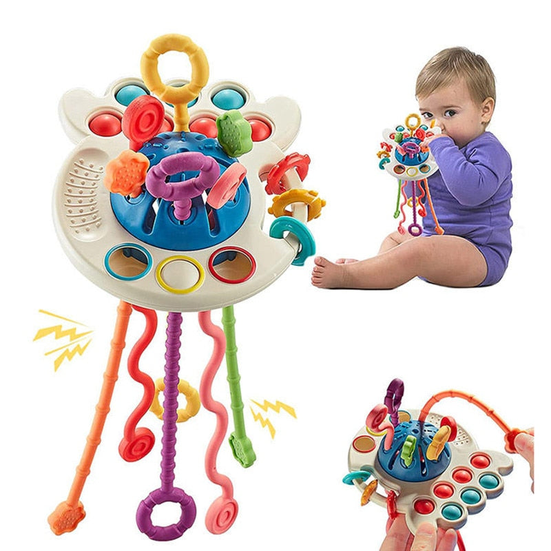 Brinquedo Bebê Montessori Puxa-Puxa Mordedor